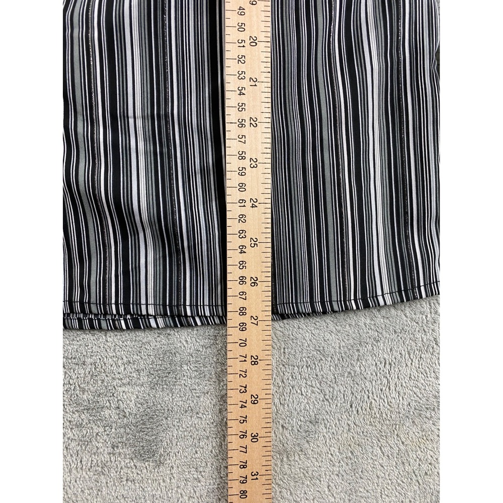 NOTATIONS Women Black Gray White Stripe Button Up Shirt Long Sleeve Size L - Picture 8 of 11